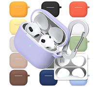 superdivision AirPods 3 & Pro Case Silicon Protective Clear Cover with Anti-Lost Carabiner Keychain Kit Set Dust Guard Dust-Proof Film [Front LED Visible] (AirPods 3, Periwinkle)