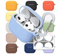 superdivision AirPods 3 & Pro Case Silicon Protective Clear Cover with Anti-Lost Carabiner Keychain Kit Set Dust Guard Dust-Proof Film [Front LED Visible] (AirPods 3, Sialia)