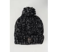 Bonnet - Superdry - Torsadé - Tweed noir - Doublure en Sherpa - Pompon classique