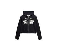 Superdry Atheltic Essential Relaxed Fit Cropped Full Zip Sweatshirt Noir S Femme