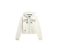 Superdry Athletic Essentials Relaxed Veste à capuche courte pour femme, Os du désert blanc laine, 40