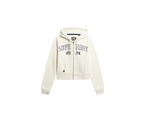 Superdry Athletic Essentials Relaxed Veste à capuche courte pour femme, Os du désert blanc laine, 40
