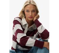 Superdry Berry/Ecru Athletic Essential Cropped Stripe Rugby Shirt Berry/Ecru EU 36 (UK 8)