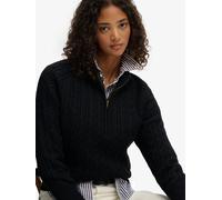 Superdry Black Brushed Cable Knit Henley Jumper