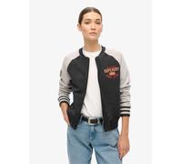 Superdry Black College Script Graphic Bomber Hoodie