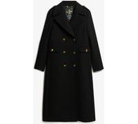 Superdry Black Double Breasted Wool Blend Coat