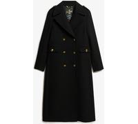 Superdry Black Double Breasted Wool Blend Coat