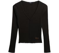 Superdry Black Essential Button Through Long Sleeve Top
