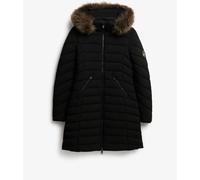 Superdry Black Fuji Faux Hood Mid Length Coat
