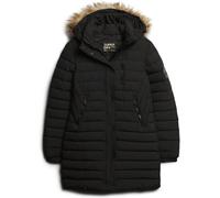 Superdry Black Fuji Hooded Mid Length Puffer Jacket