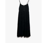 Superdry Black Half Button Tiered Midi Dress Black EU 40 (UK 12)