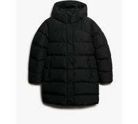 Superdry Black Hooded Sports Puffer Mid Length Jacket