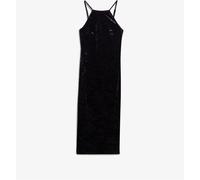 Superdry Black Lace Back Velvet Midi Dress Black 16