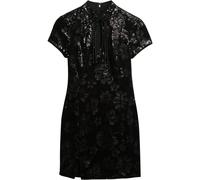 Superdry Black Mandarin Sequin Midi Dress Black EU 44 (UK 16)