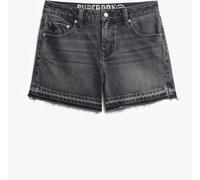 Superdry Black Mid Rise Cut Off Shorts Black EU 54 (UK 26)