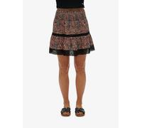 Superdry Black Mini Printed Lace Trim Tiered Skirt Black EU 36 (UK 8)