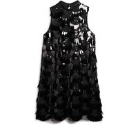 Superdry Black Sequin A-Line Fringe Sequin Dress Black Sequin EU 42 (UK 14)