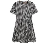 Superdry Black Short Sleeve Printed Mini Wrap Dress Black EU 38 (UK 10)