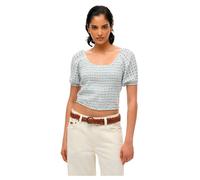 Superdry Blouse smockée manches courtes – Bleu XL Femme