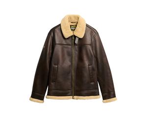 SUPERDRY Blouson aspect cuir marron | L