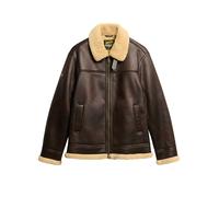 SUPERDRY Blouson aspect cuir marron | M
