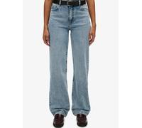Superdry Blue Cotton High Rise Wide Leg Jeans