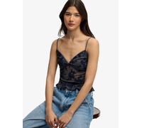 Superdry Blue Flocked Mesh Camisole Top