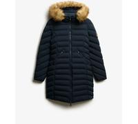 Superdry Blue Fuji Faux Hood Mid Length Coat