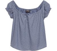 Superdry Blue Short Sleeves 1/2 Button Woven Top
