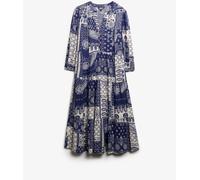 Superdry Blue Woven Tiered Midi Dress Blue 16