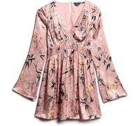 Superdry Blush Floral Japanese Shadow Flare Sleeve Jacquard Mini Dress Blush Floral Japanese Shadow 16