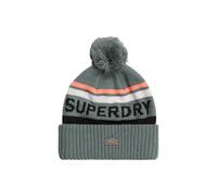 Superdry Bonnet tricoté pour femme avec logo, Bleu tempête, taille unique