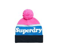 Superdry Bonnets Béret, Rose/Blanc (Fluro Pink/White), Taille Unique Femme