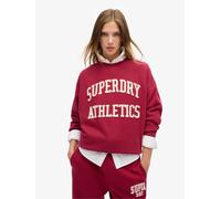 Superdry Bordeaux Red Oversize Athletic 100% Cotton Appliqu Crew Hoodie