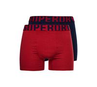 Superdry Boxer Dual Logo Double Pack Caleçon, Bleu Marine/Rouge Risque, Medium (Lot de 2) Homme