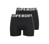 Superdry Boxer Dual Logo Double Pack, Caleçons Homme, Opacity, Black/Black Optic, S Regular