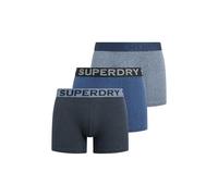 Superdry Boxer Triple Pack, Caleçon Boxeur Homme, Frosted Navy Grit/Dark Indigo Marl/Navy,