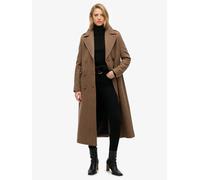 Superdry Brown Double Breasted Wool Blend Coat