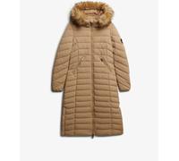 Superdry Brown Fuji Faux Fur Hooded Longline Coat