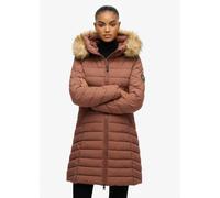 Superdry Brown Fuji Faux Hood Mid Length Coat