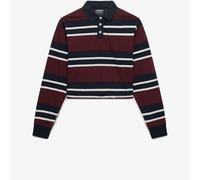 Superdry Burgundy Red Athletic Essential Cropped Stripe Rugby Shirt Burgundy Red EU 38 (UK 10)
