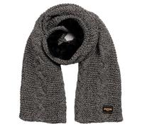 Superdry Câble tricoté Scarf ÉCHARPE, Noir chiné, Taille Unique Femme