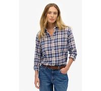 Superdry Check Flannel Boyfriend Long Sleeve Shirt Bleu S Femme