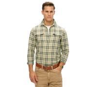 Superdry Merchant Linen Check Long Sleeve Shirt Vert M Homme