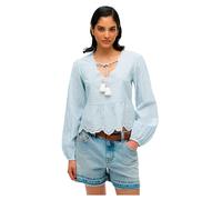 Superdry Blouse femme Fitted Cable Crew Neck Bleu XS