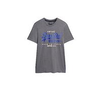 Superdry Classic VL Heritage T Shirt, Midnight Blue Grit, S Homme