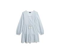 Superdry Blue Mini Broderie Tiered 100% Cotton Dress Blue EU 36 (UK 8)