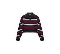 Superdry Athletic Essential Cropped Stripe Rugby Long Sleeve Polo Rouge L Femme