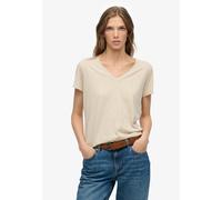 Superdry Studios Slub Embroidered Vee Short Sleeve T-shirt Beige M Femme