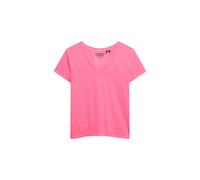 Superdry Studios Slub EMB Vee Tee T-Shirt, Rose Fluo, 40 Femmes